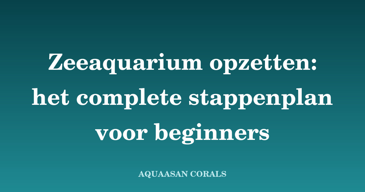 zeeaquarium opzetten - Aquaasan Corals